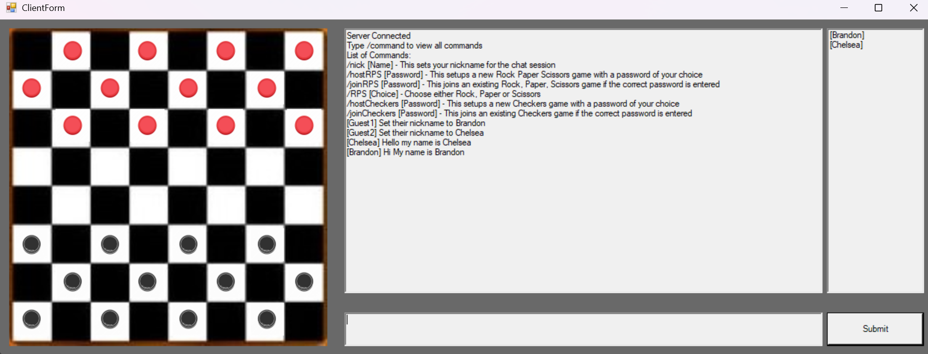 Users setting up their nicknames and chatting