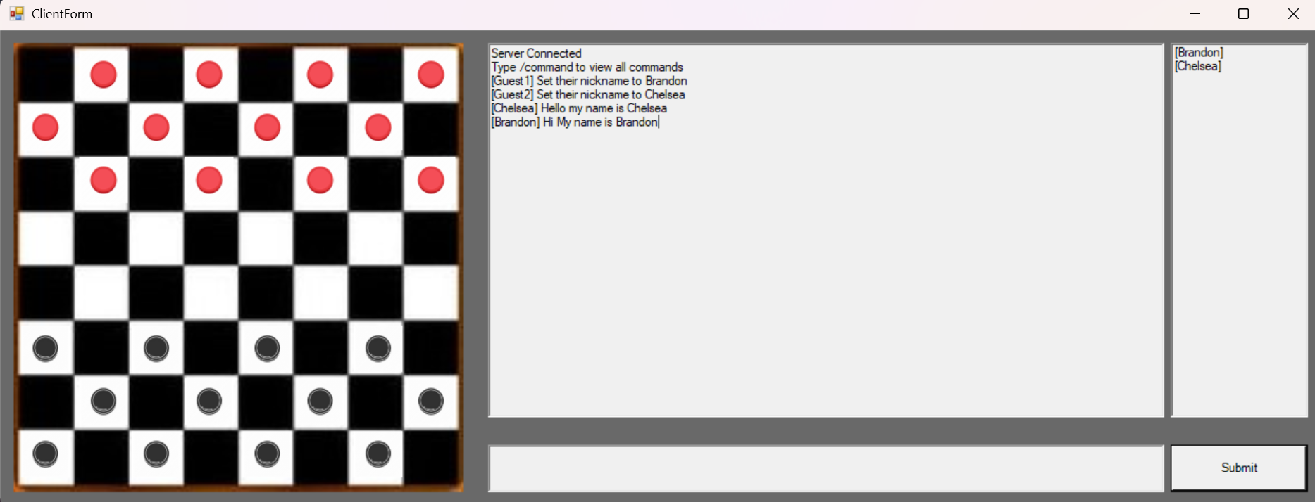 Users setting up their nicknames and chatting