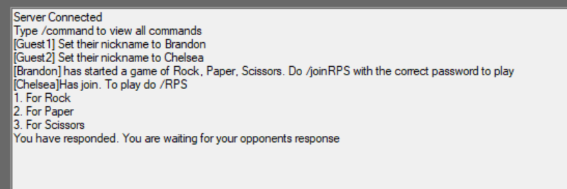 Users playing a game of Rock Paper Scissors
